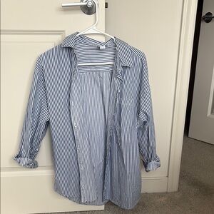 Blue and White Striped Button-Up Shirt Old Navy